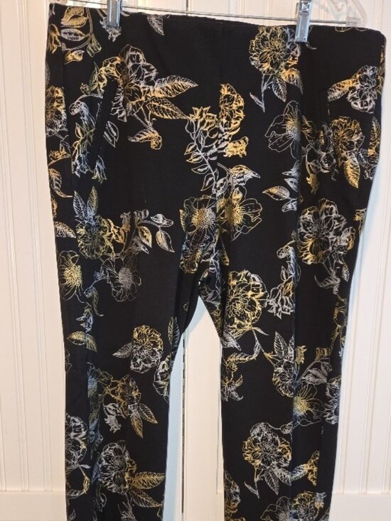 Chico's Pants - Chico's Black/Gold Floral Pants 14